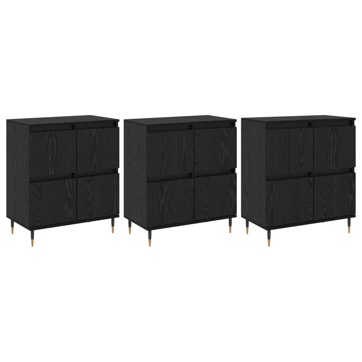Opbevaringsskab 3 pcs Sort eg 60 x 35 x 70 cm