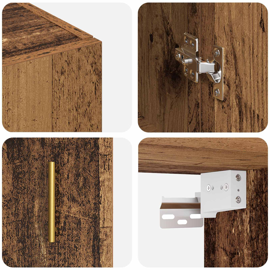Vægmonteret skab 2 pcs Gammelt træ 69,5 x 34 x 90 cm
