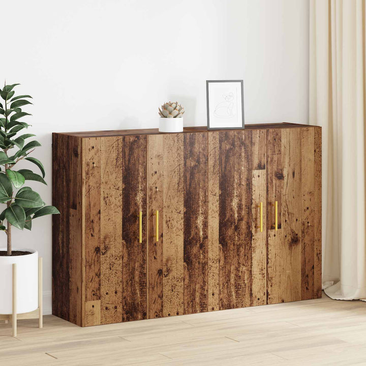 Vægmonteret skab 2 pcs Gammelt træ 69,5 x 34 x 90 cm