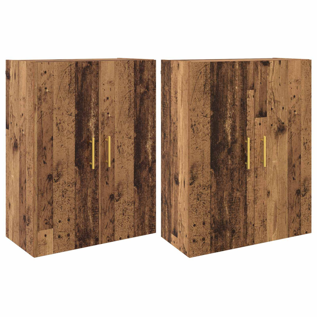 Vægmonteret skab 2 pcs Gammelt træ 69,5 x 34 x 90 cm