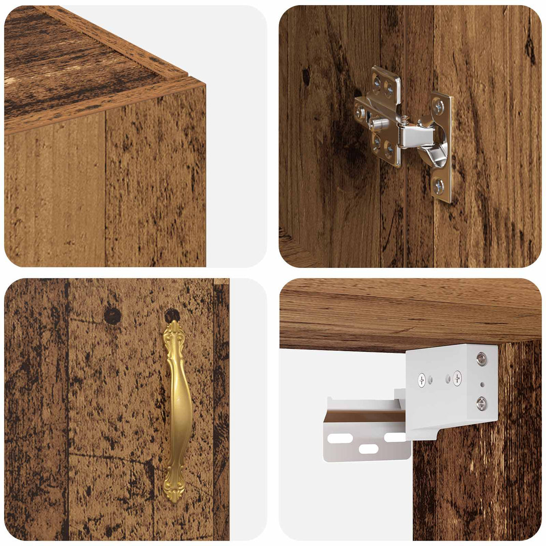 Vægmonteret skab 2 pcs Gammelt træ 69,5 x 34 x 90 cm