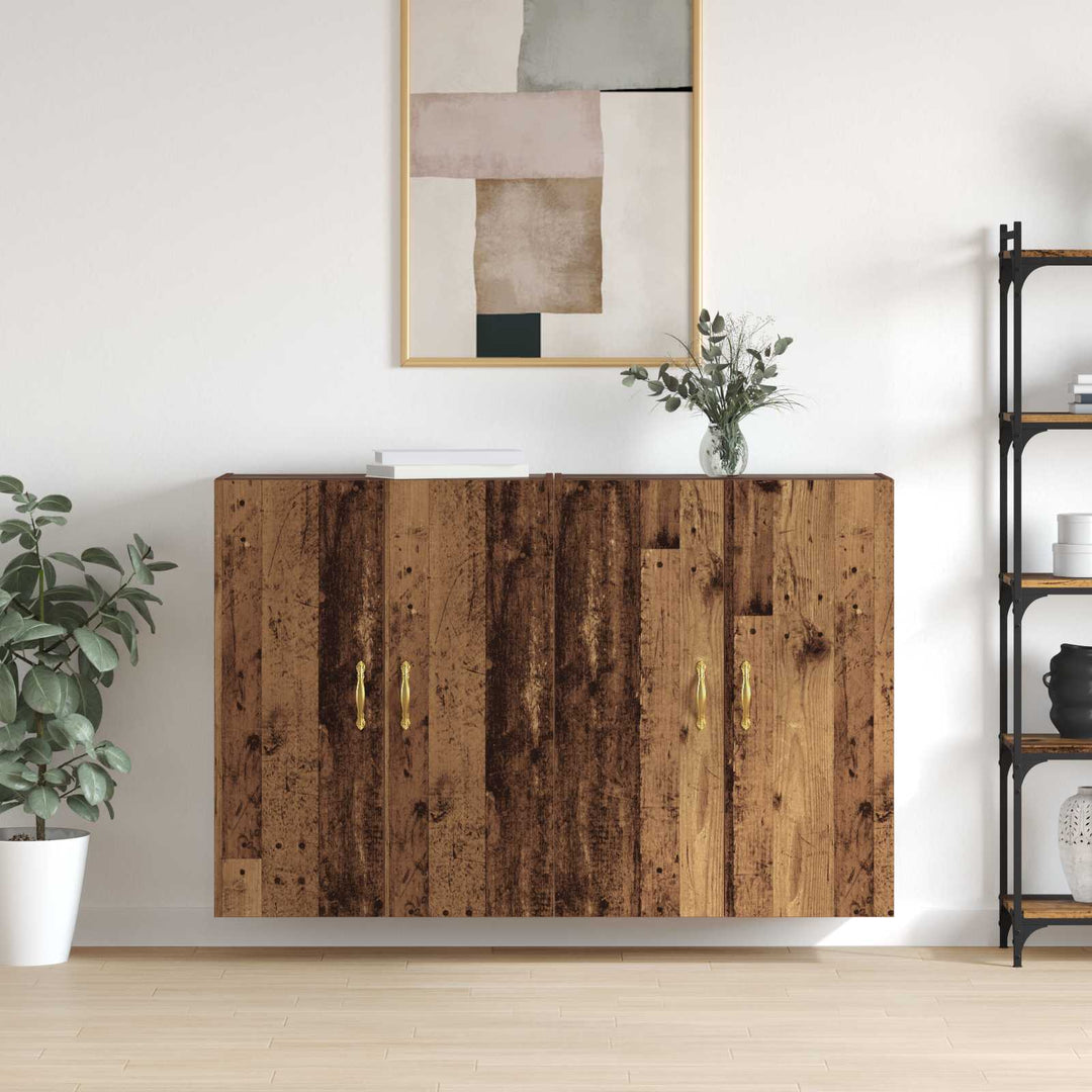Vægmonteret skab 2 pcs Gammelt træ 69,5 x 34 x 90 cm