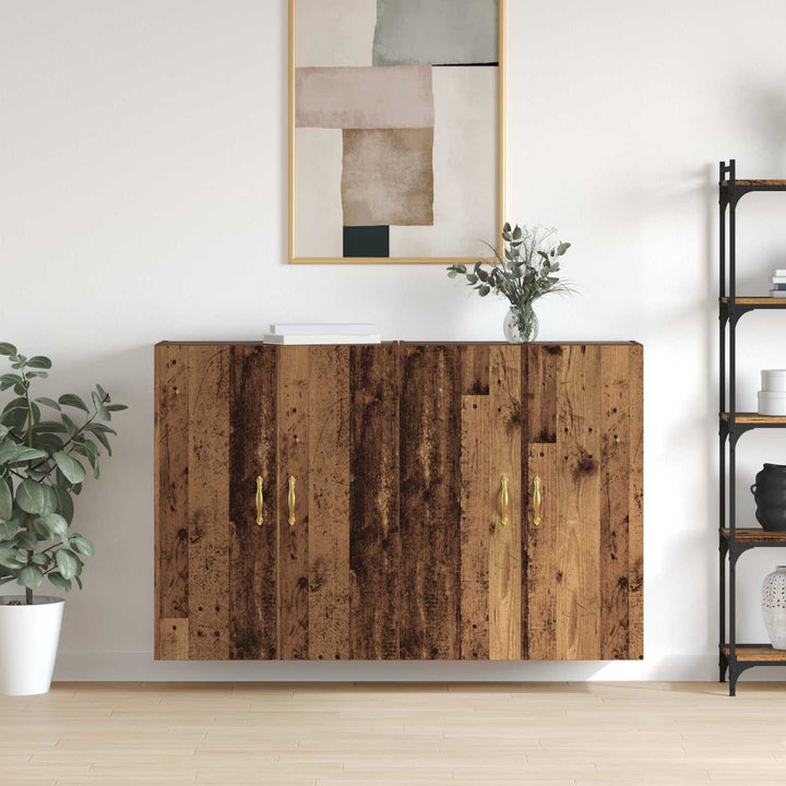 Vægmonteret skab 2 pcs Gammelt træ 69,5 x 34 x 90 cm