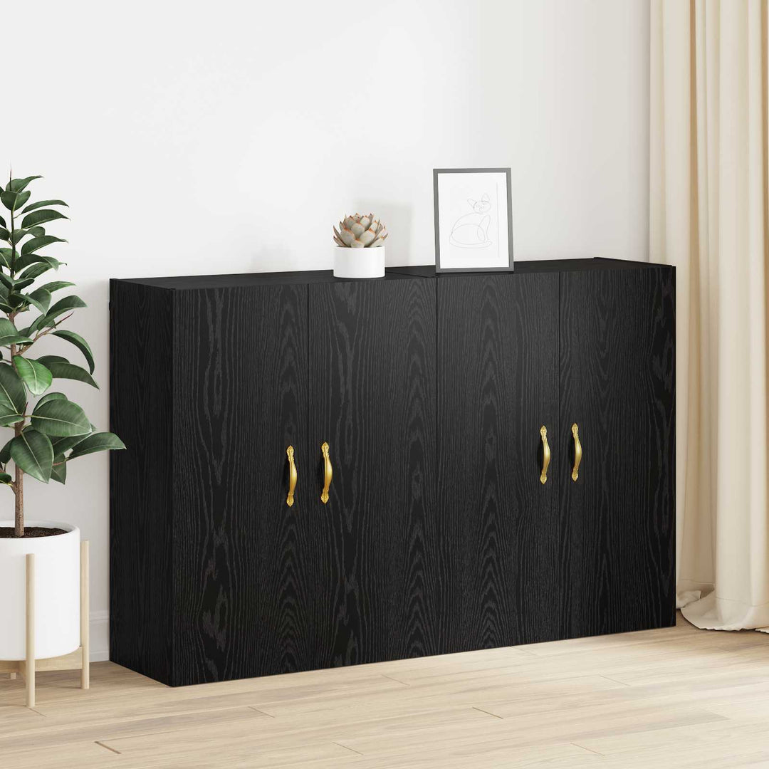 Vægmonteret skab Vægmonteret 2 pcs Sort eg 69,5 x 34 x 90 cm