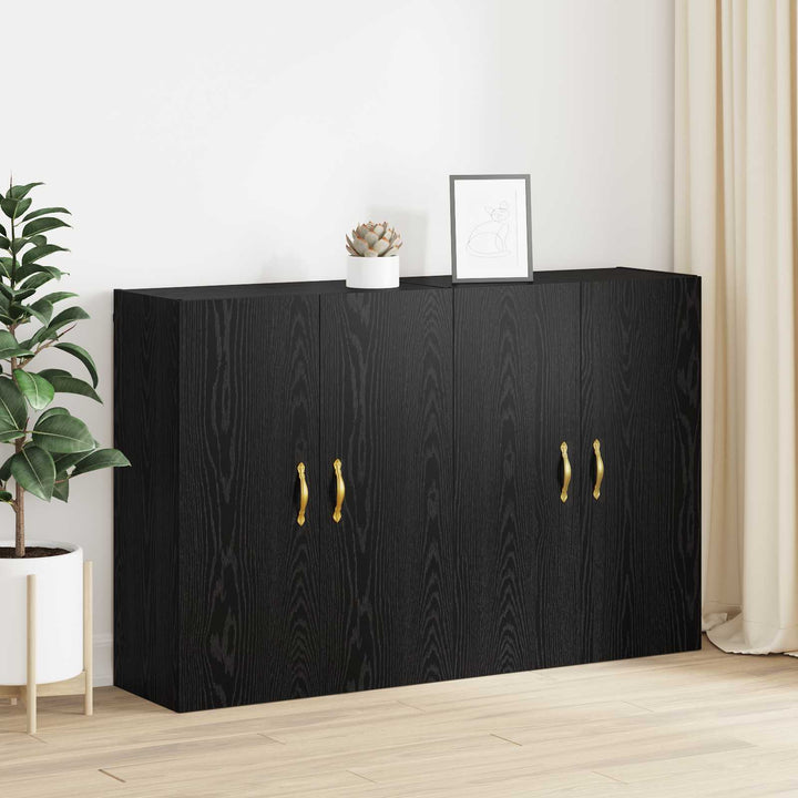 Vægmonteret skab Vægmonteret 2 pcs Sort eg 69,5 x 34 x 90 cm