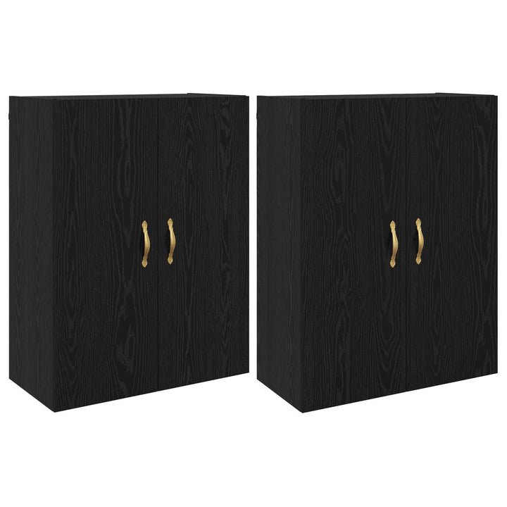 Vægmonteret skab Vægmonteret 2 pcs Sort eg 69,5 x 34 x 90 cm