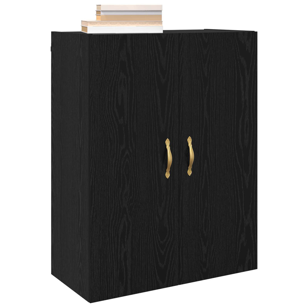 Vægmonteret skab Vægmonteret 2 pcs Sort eg 69,5 x 34 x 90 cm