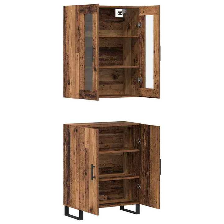Highboard 2 stk. Gammelt træ 69,5 x 34 x 180 cm Konstrueret træ