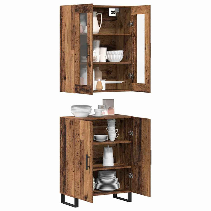 Highboard 2 stk. Gammelt træ 69,5 x 34 x 180 cm Konstrueret træ