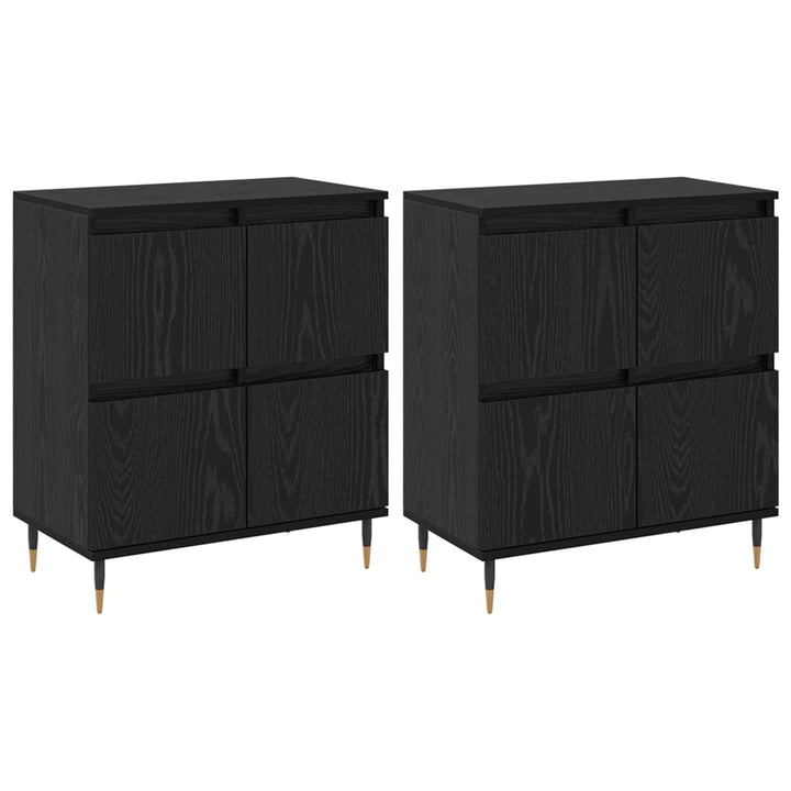 Opbevaringsskab 2 pcs Sort eg 60 x 35 x 70 cm