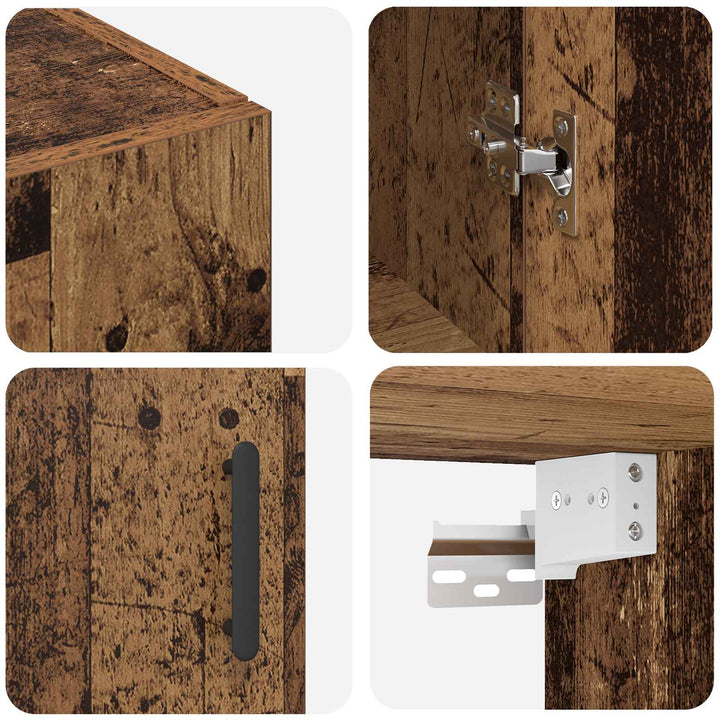 Vægmonteret skab 2 pcs Gammelt træ 69,5 x 34 x 90 cm