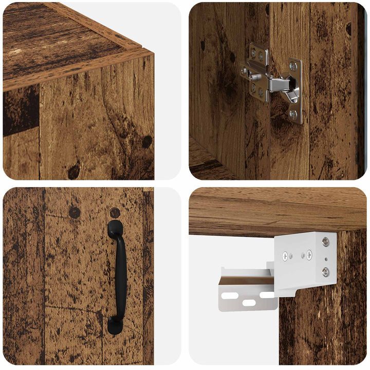 Væghængte skabe 2 pcs Gammelt træ 69,5 x 34 x 90 cm