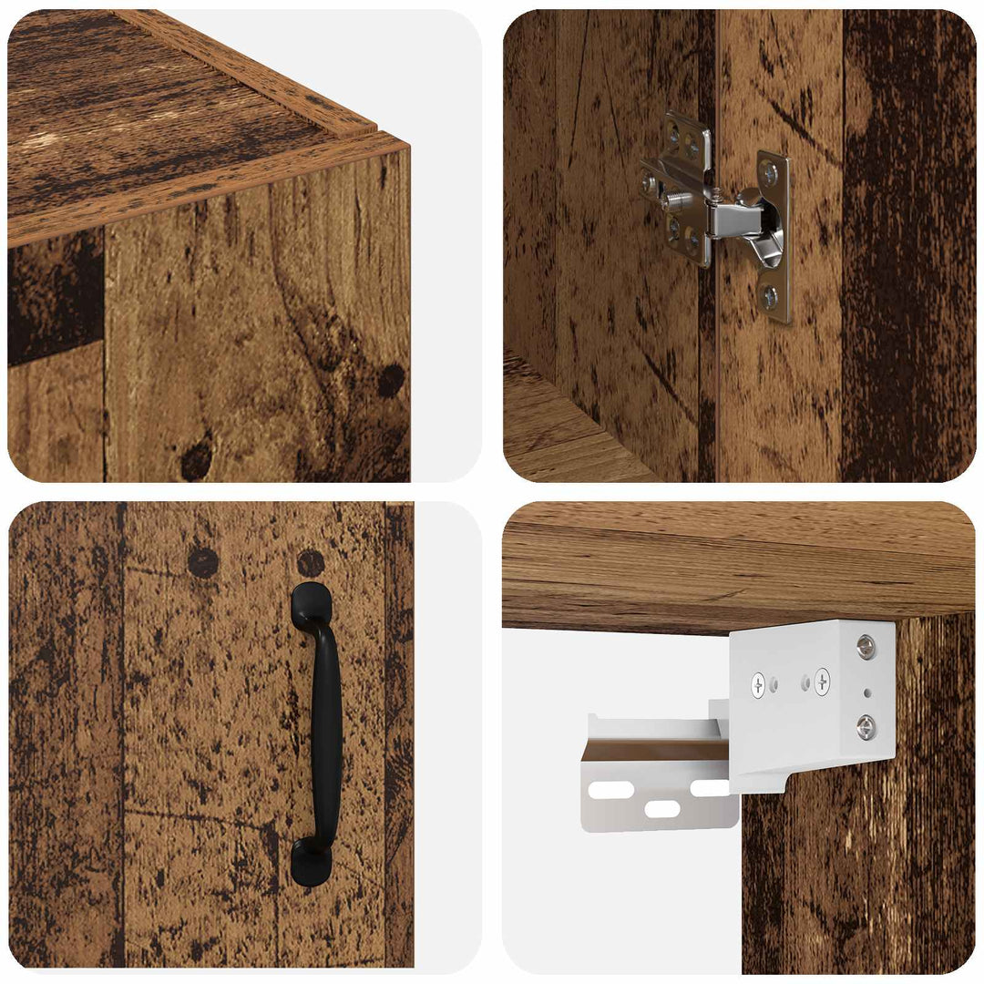 Vægmonteret skab 2 pcs Gammelt træ 69,5 x 34 x 90 cm
