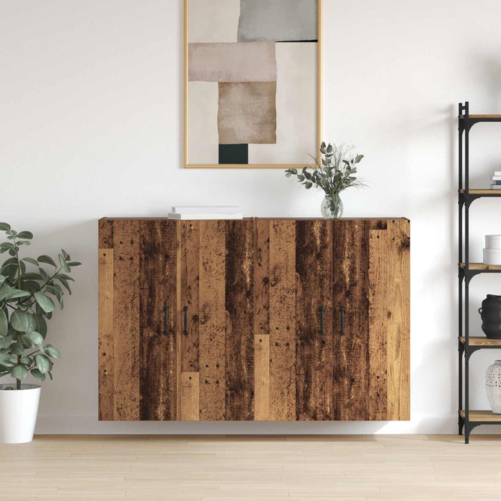 Vægmonteret skab 2 pcs Gammelt træ 69,5 x 34 x 90 cm