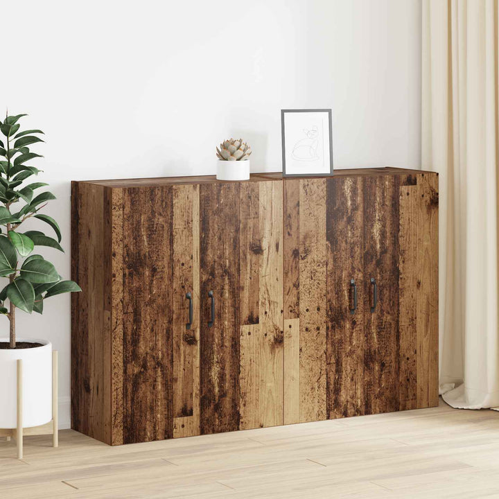 Vægmonteret skab 2 pcs Gammelt træ 69,5 x 34 x 90 cm