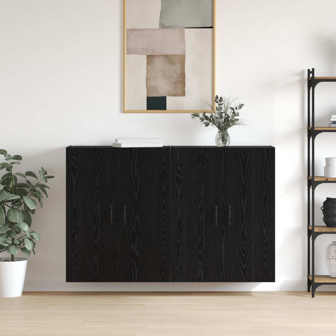 Vægmonteret skab Vægmonteret 2 pcs Sort eg 69,5 x 34 x 90 cm