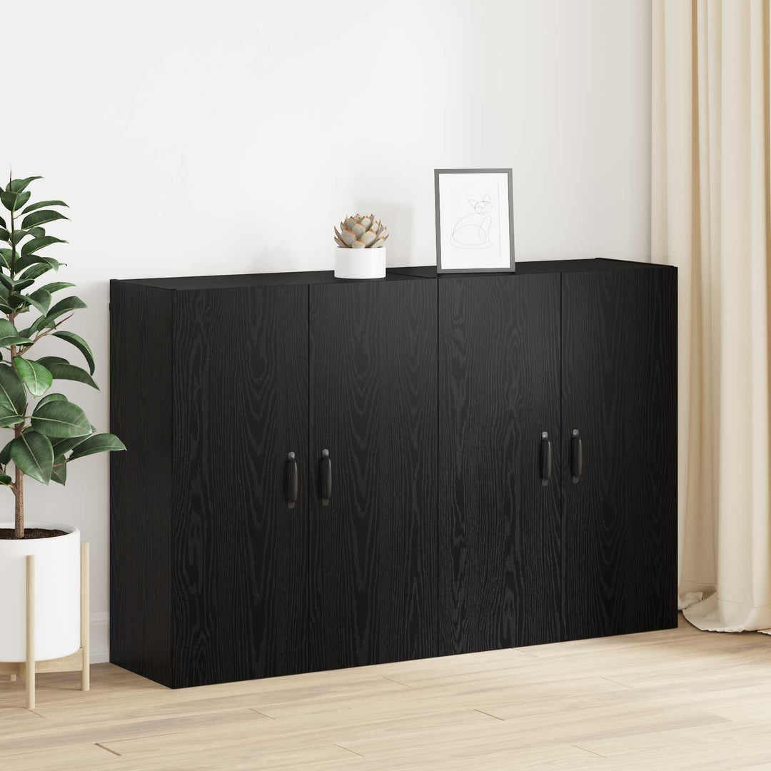 Vægmonteret skab Vægmonteret 2 pcs Sort eg 69,5 x 34 x 90 cm