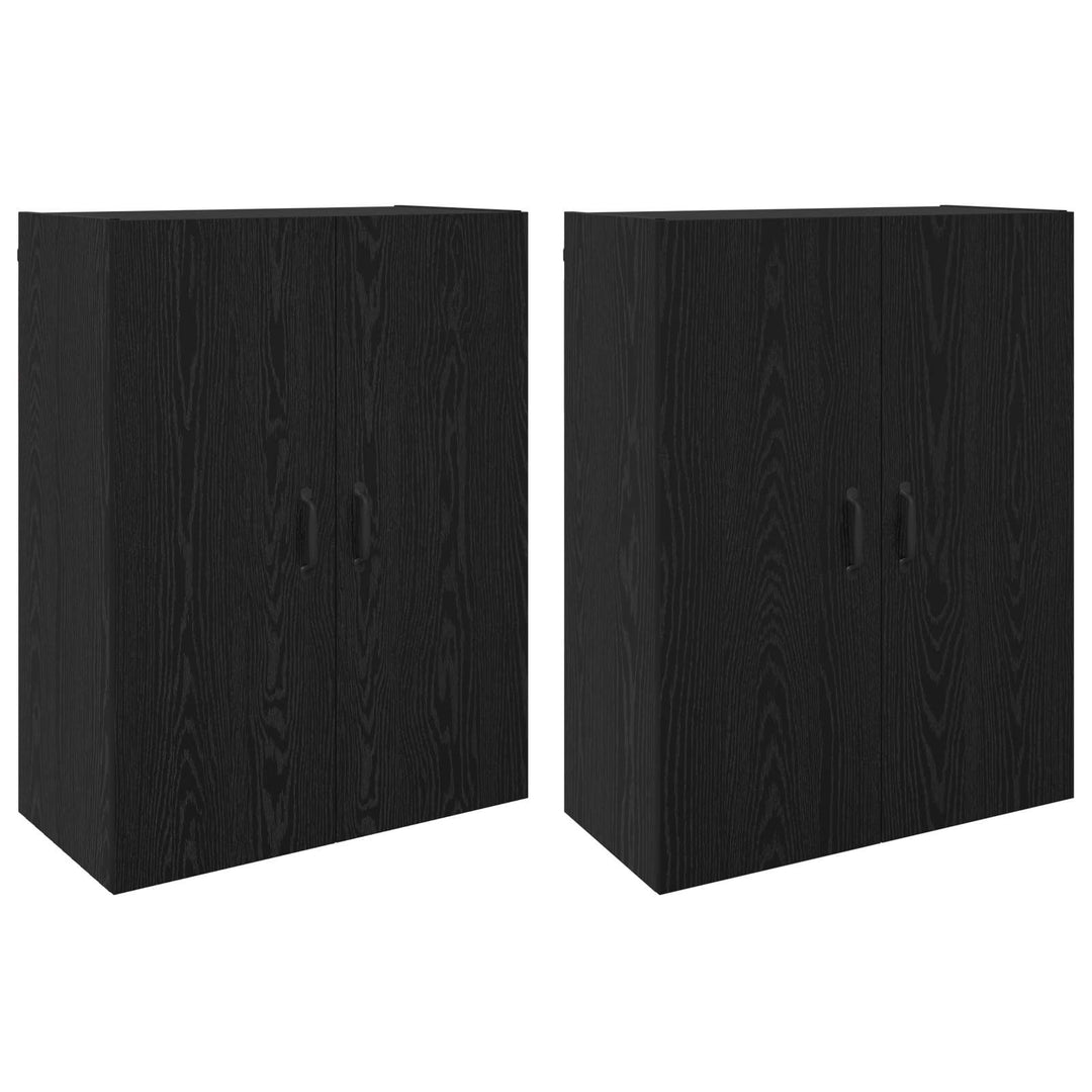 Vægmonteret skab Vægmonteret 2 pcs Sort eg 69,5 x 34 x 90 cm