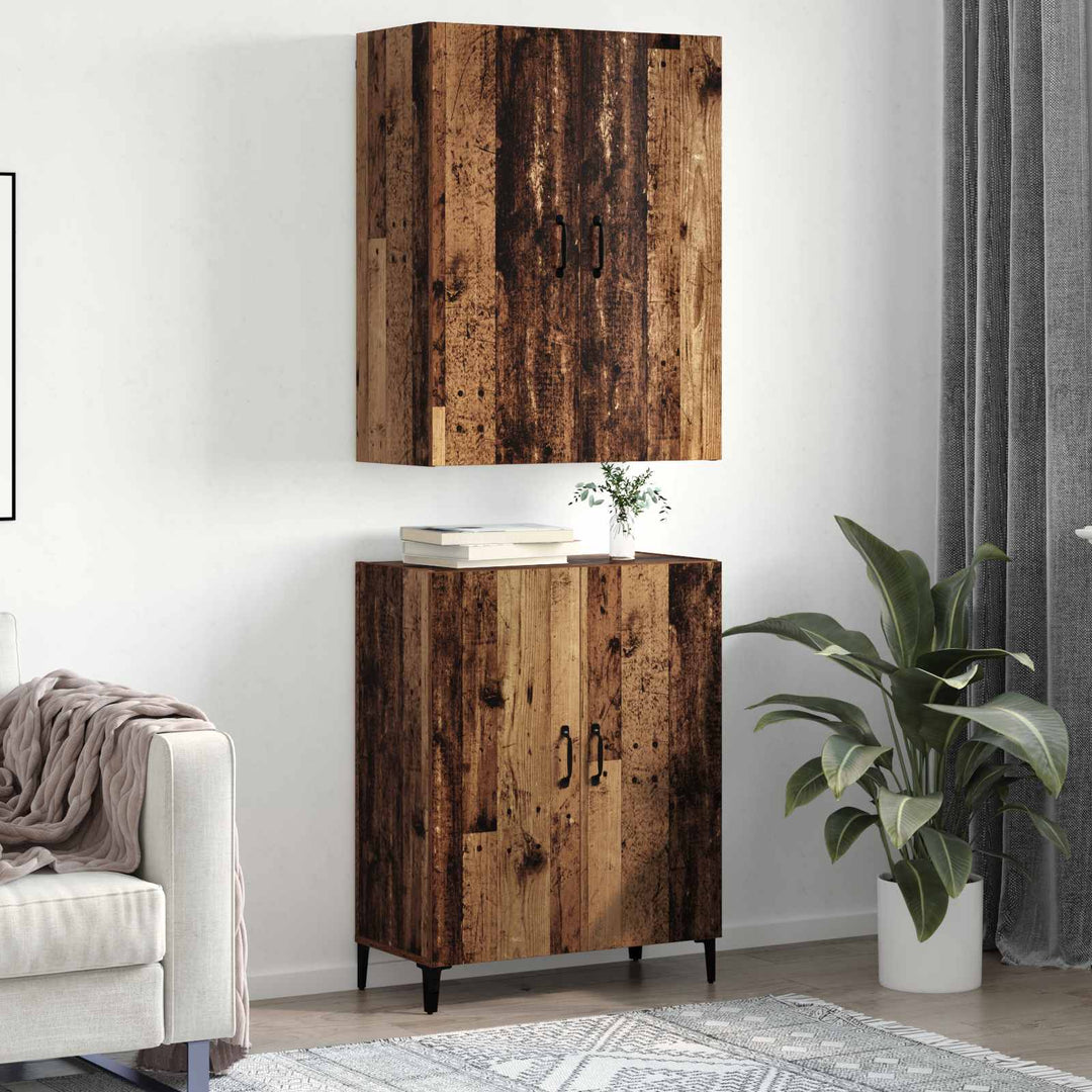 Highboard 2 stk. Gammelt træ 69,5 x 34 x 180 cm Konstrueret træ