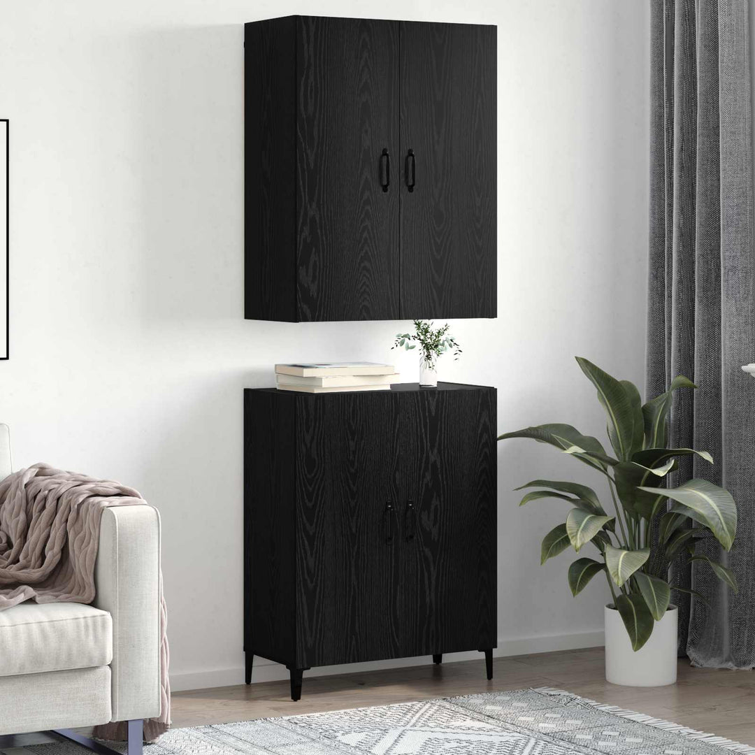 Highboard 2 pcs Sort eg Konstrueret træ