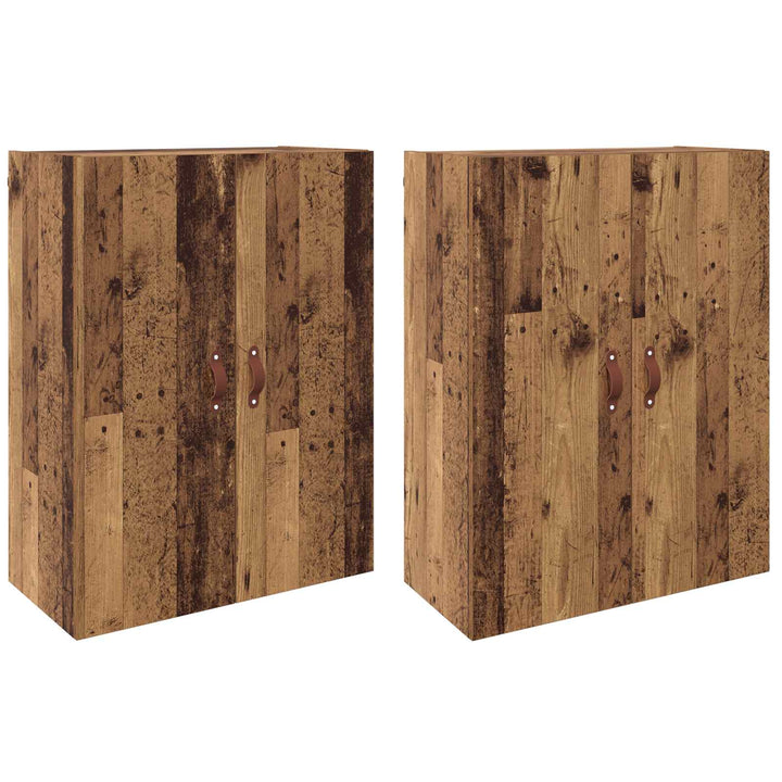 Vægmonteret skab 2 pcs Gammelt træ 69,5 x 34 x 90 cm