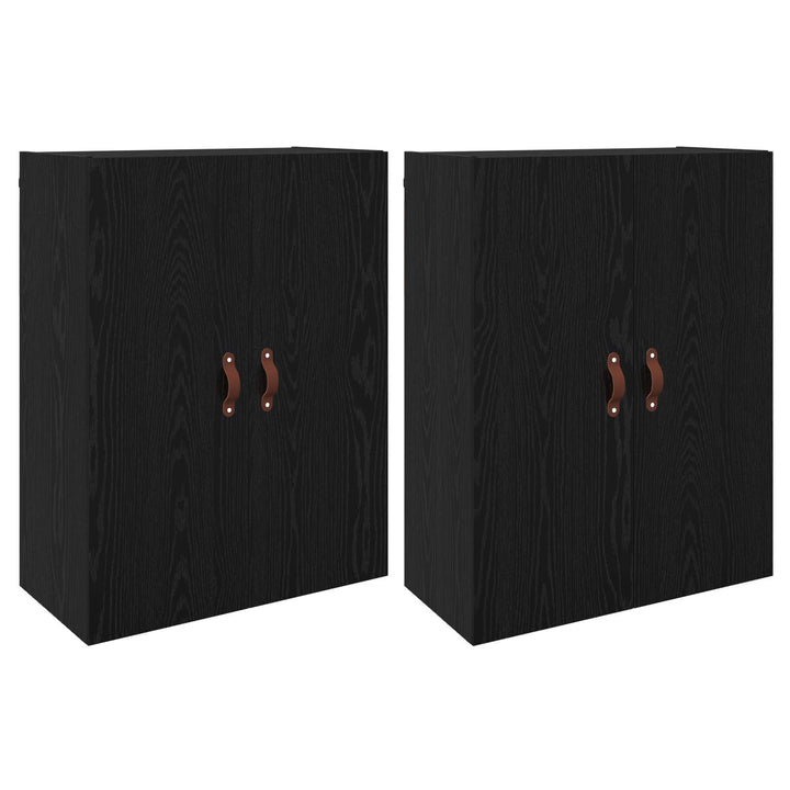 Vægmonteret skab Vægmonteret 2 pcs Sort eg 69,5 x 34 x 90 cm