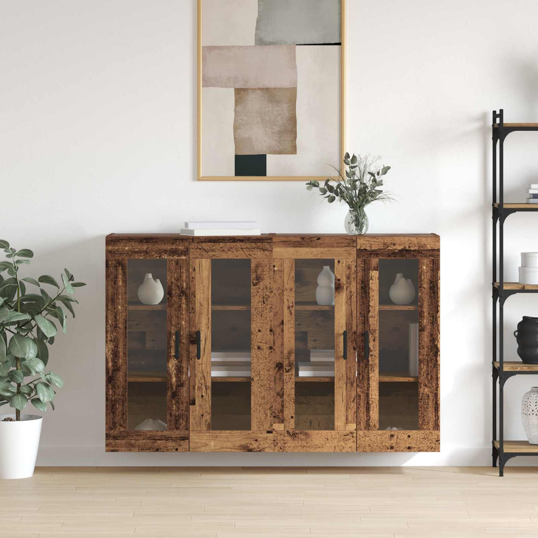 Væghængte skabe 2 pcs Gammelt træ 69,5 x 34 x 90 cm