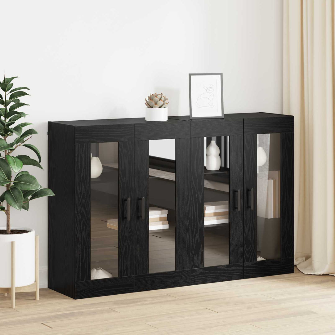 Væghængte skabe 2 stk. Sort eg 69,5 x 34 x 90 cm