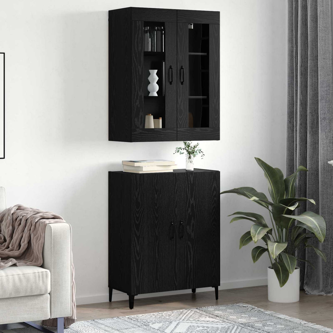 Highboard 2 stk. Sort eg 69,5 x 34 x 180 cm Konstrueret træ