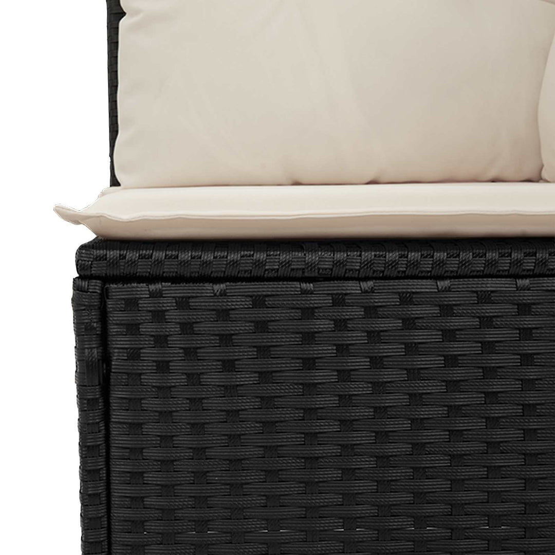 Havebænk med pude Sort og Cremehvid polyrattan