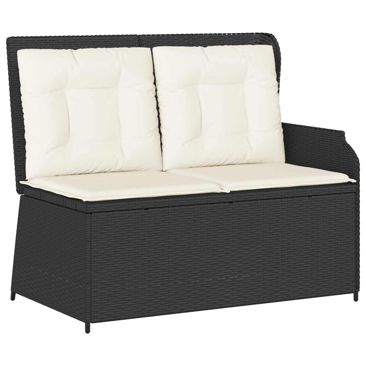 Havebænk med pude Sort og Cremehvid polyrattan