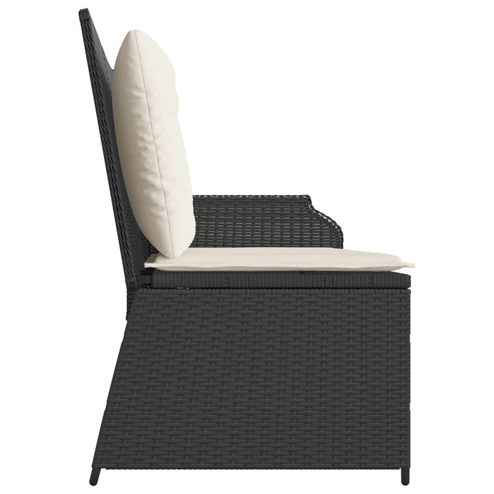Havebænk med pude Sort og Cremehvid polyrattan
