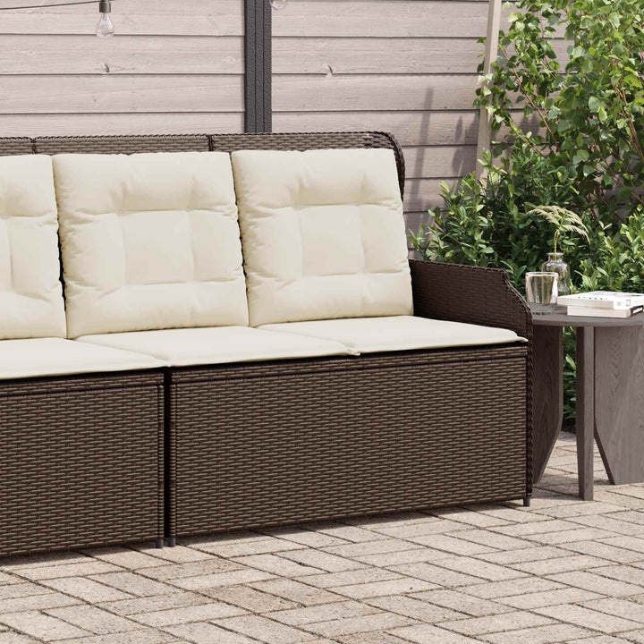 Havebænk med pude Sort og Cremehvid polyrattan