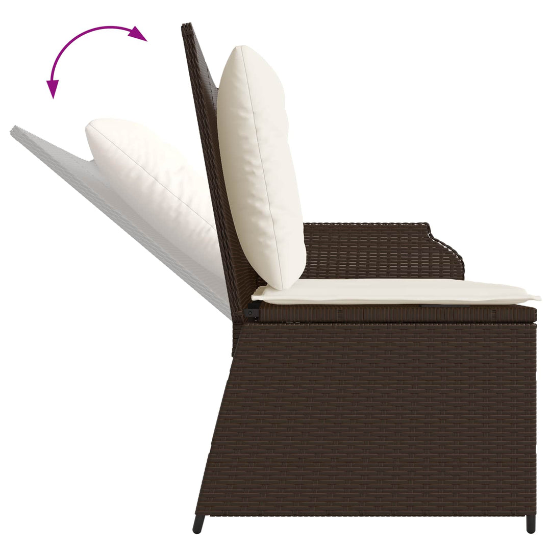 Havebænk med pude Sort og Cremehvid polyrattan