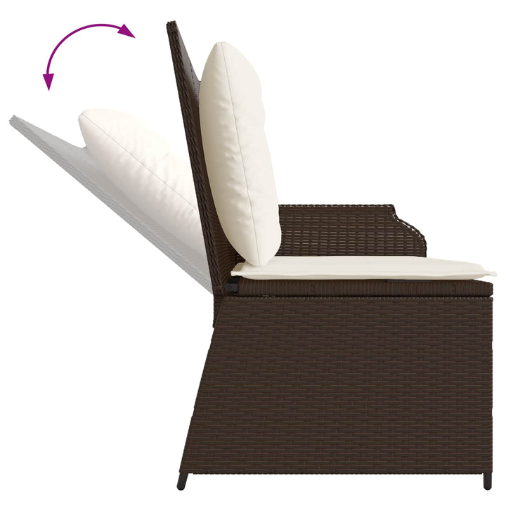 Havebænk med pude Sort og Cremehvid polyrattan