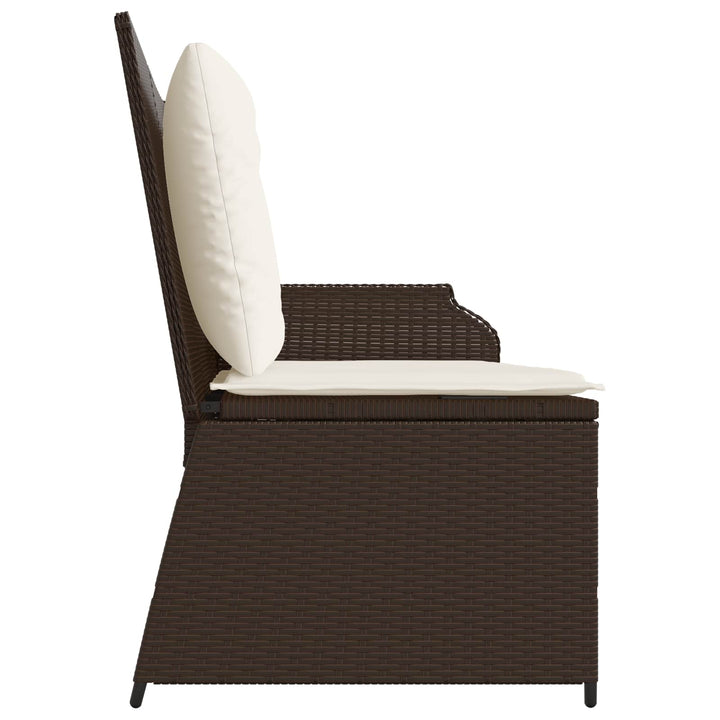 Havebænk med pude Sort og Cremehvid polyrattan