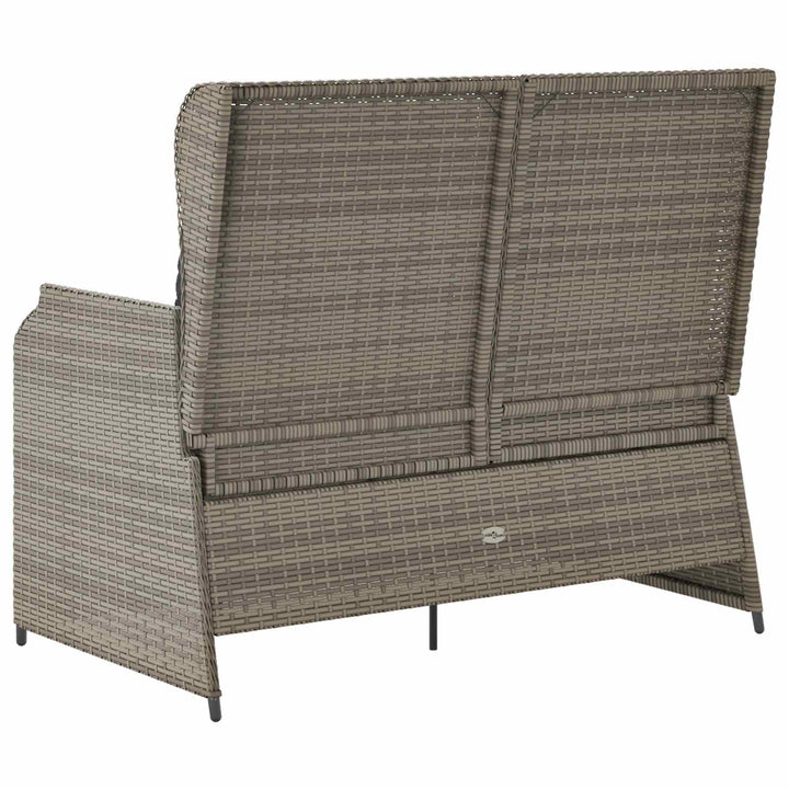 Havebænk med pude Grå polyrattan