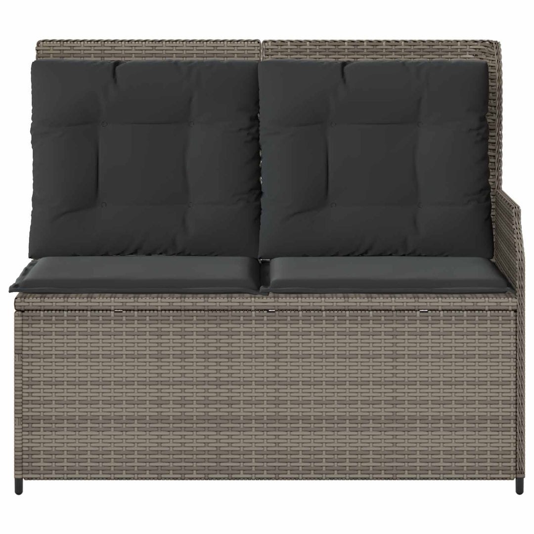 Havebænk med pude Grå polyrattan