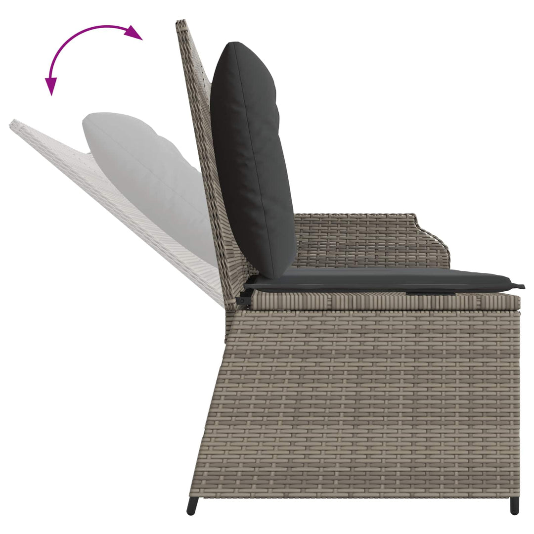 Havebænk med pude Grå polyrattan