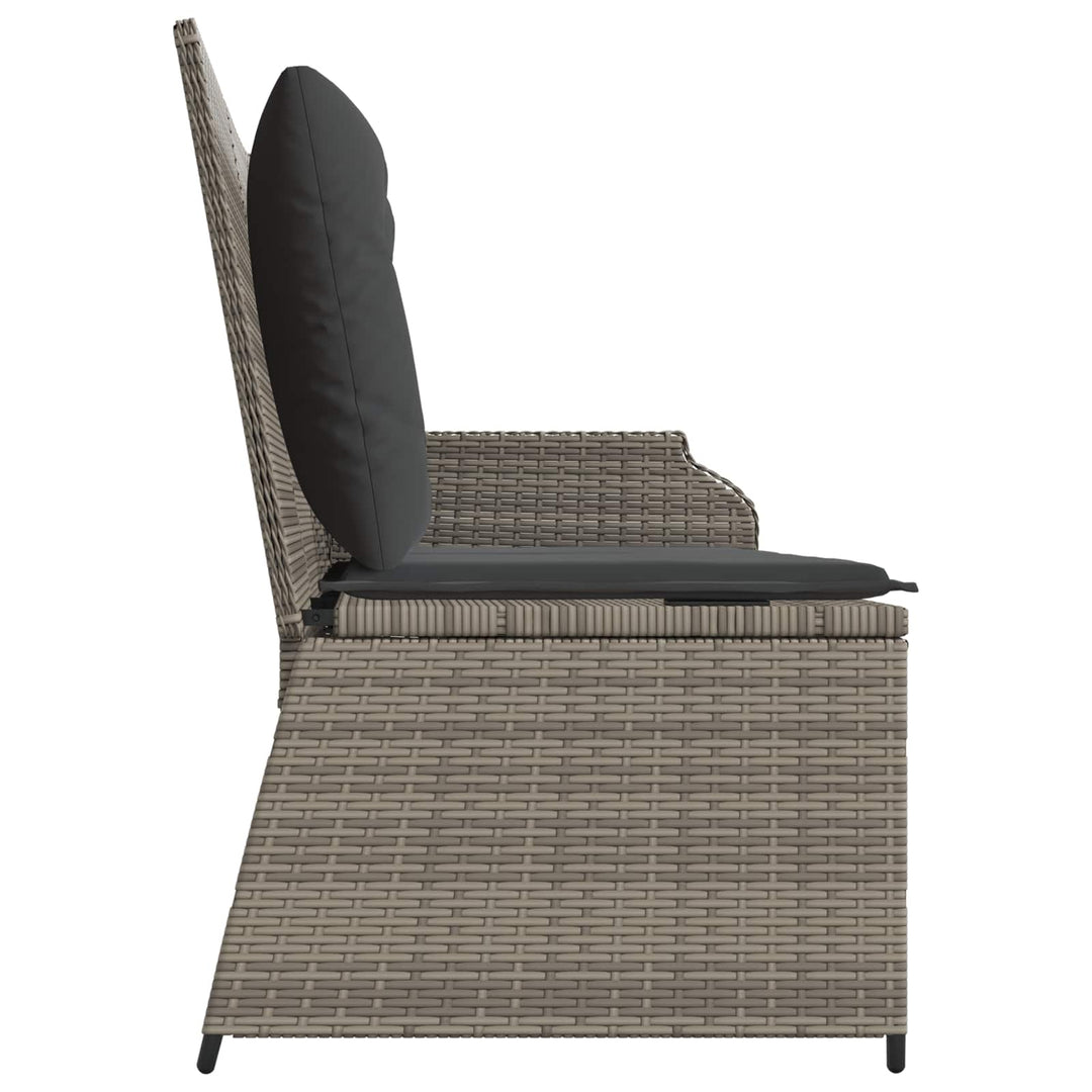 Havebænk med pude Grå polyrattan