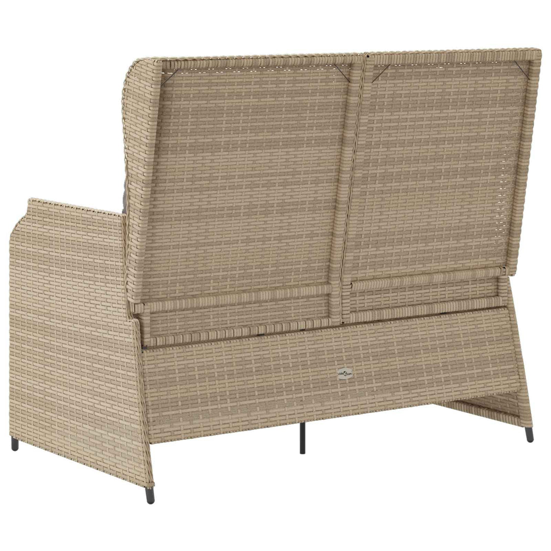 Havebænk med pude Beige og grå polyrattan