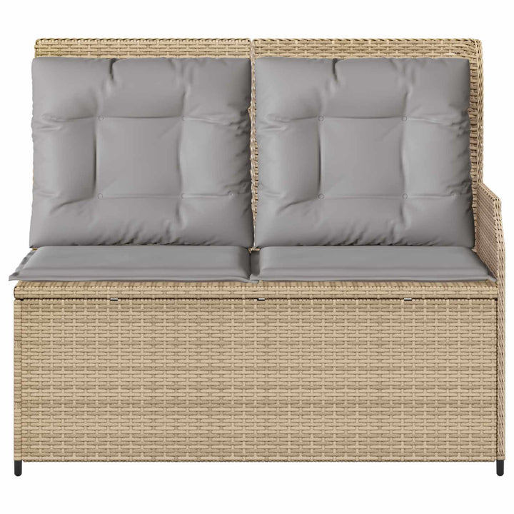 Havebænk med pude Beige og grå polyrattan