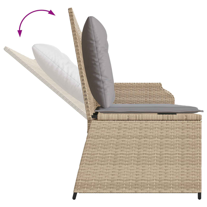 Havebænk med pude Beige og grå polyrattan