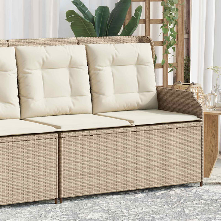 Havebænk med pude Sort og Cremehvid polyrattan