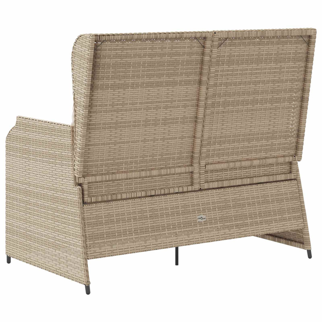 Havebænk med pude Sort og Cremehvid polyrattan