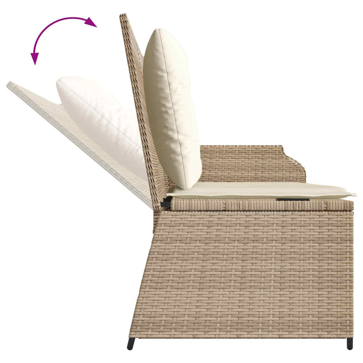 Havebænk med pude Sort og Cremehvid polyrattan