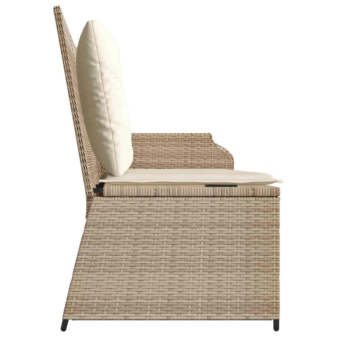 Havebænk med pude Sort og Cremehvid polyrattan