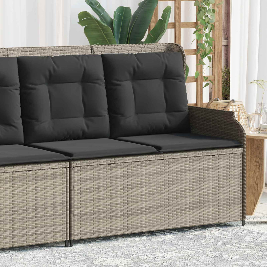 Havebænk med pude Lysegrå polyrattan