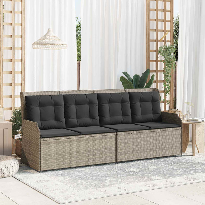 Havebænk med pude Lysegrå polyrattan