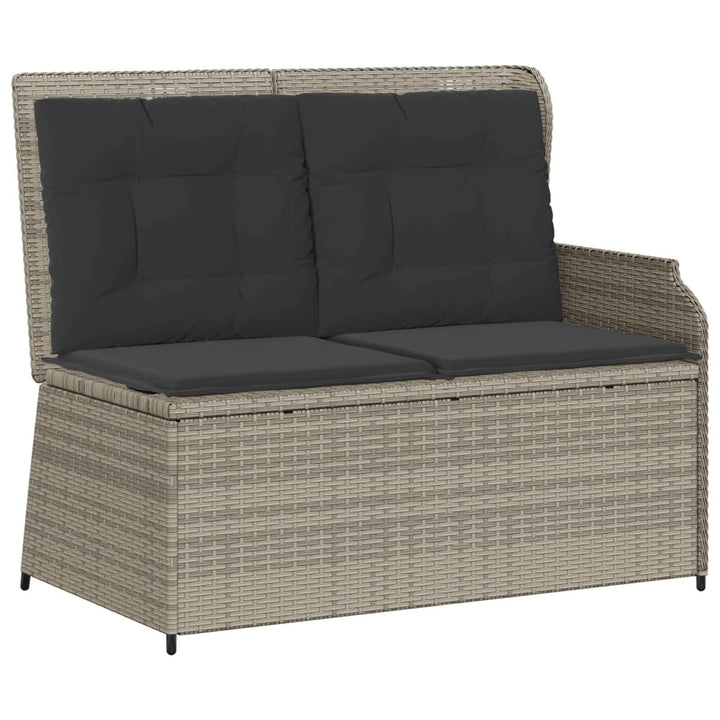 Havebænk med pude Lysegrå polyrattan